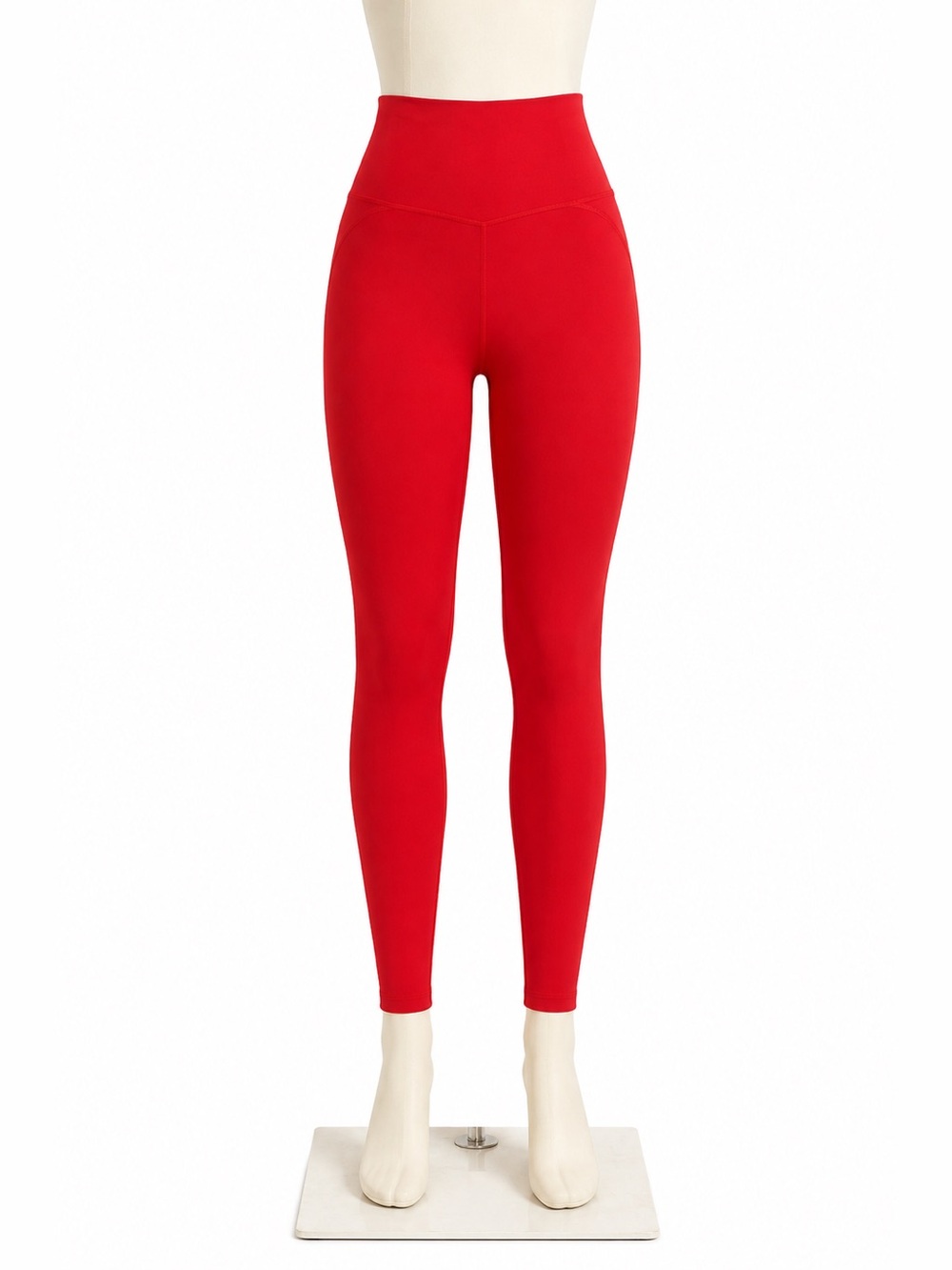 Zara Red High-Waist Stretch Leggings